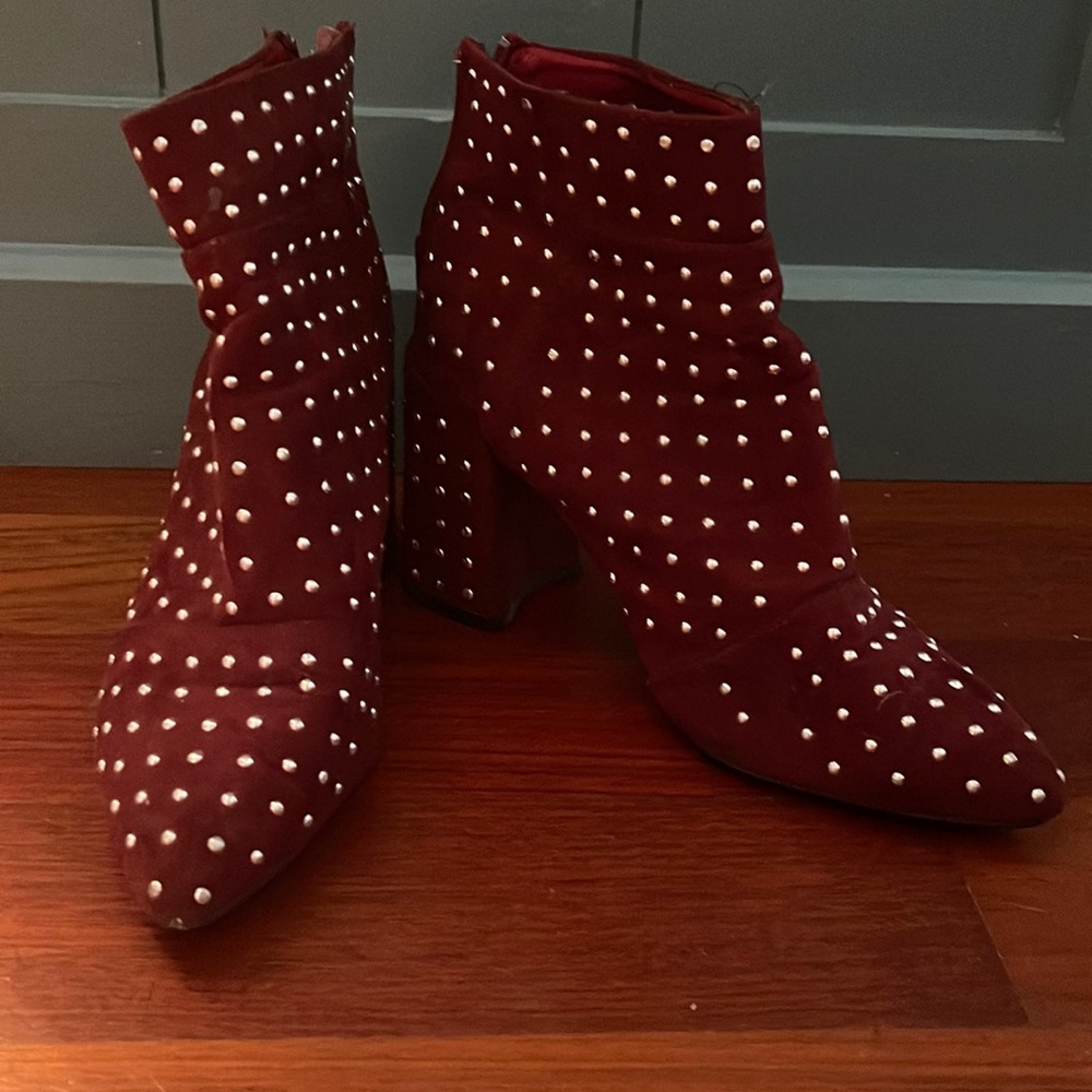 Qupid studded maroon bootie